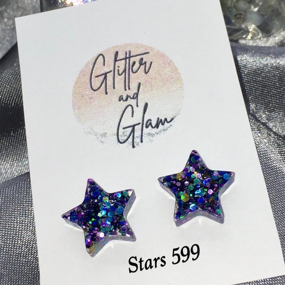 Handmade Glitter Star Resin Earrings